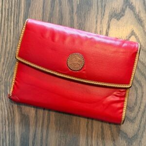 Red vintage hunting Wallet with Tan Trim